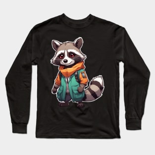 Raccoon Cartoon Long Sleeve T-Shirt